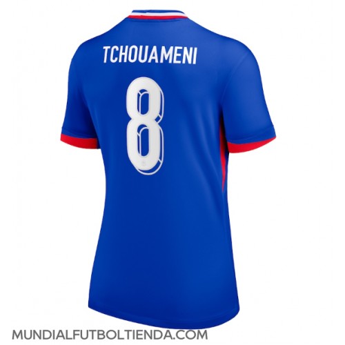 Camiseta Francia Aurelien Tchouameni #8 Primera Equipación Replica Eurocopa 2024 para mujer mangas cortas